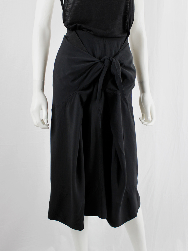 vintage Rick Owens ANTHEM black midi-skirt with front ties creating pleats spring 2011 (5)