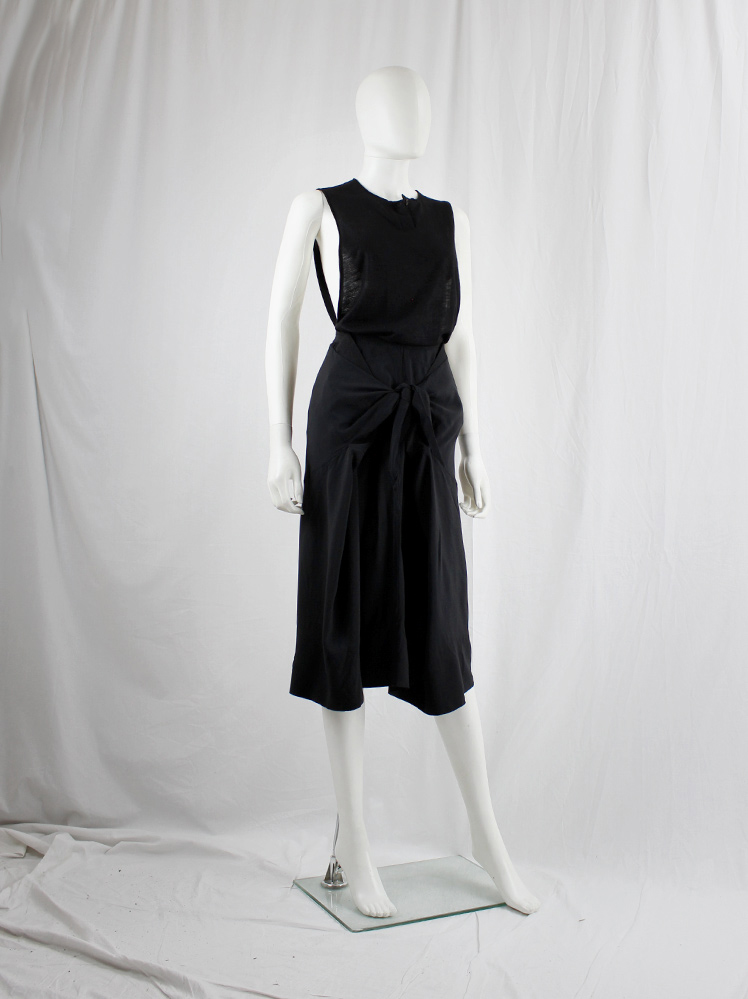 vintage Rick Owens ANTHEM black midi-skirt with front ties creating pleats spring 2011 (7)