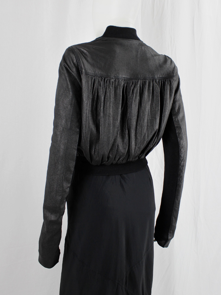 vintage Rick Owens SUKERBALL black leather bomber jacket with pleated back spring 2003 (11)
