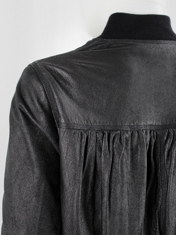 vintage Rick Owens SUKERBALL black leather bomber jacket with pleated back spring 2003 (12)