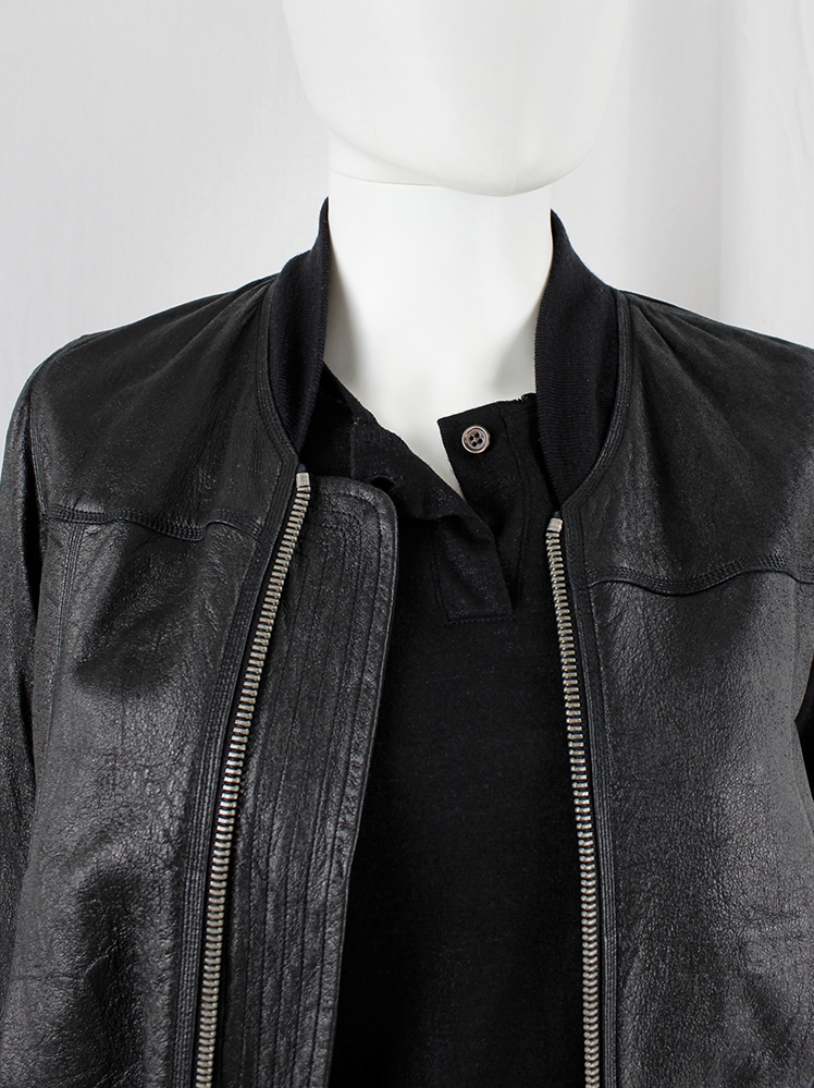 vintage Rick Owens SUKERBALL black leather bomber jacket with pleated back spring 2003 (2)
