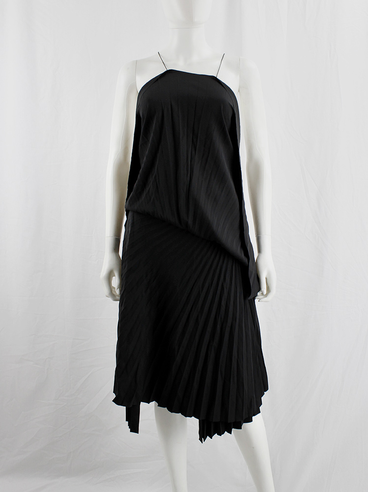 vintage af Vandevorst black draped backless dress with accordeon pleats spring 2014 (10)