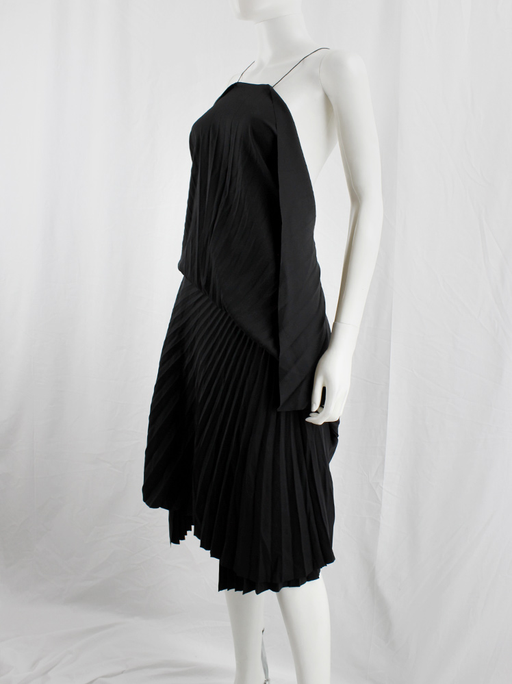 vintage af Vandevorst black draped backless dress with accordeon pleats spring 2014 (9)