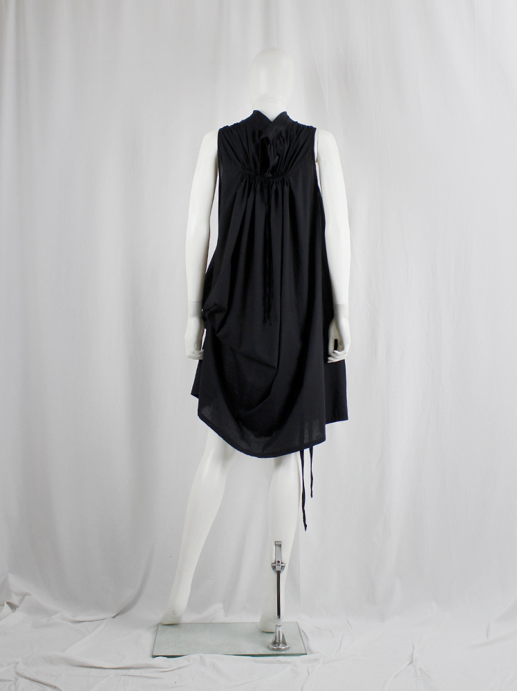 Ann Demeulemeester Blanche black draped dress or tunic with pleated bust fall 2009 re-edition (1)