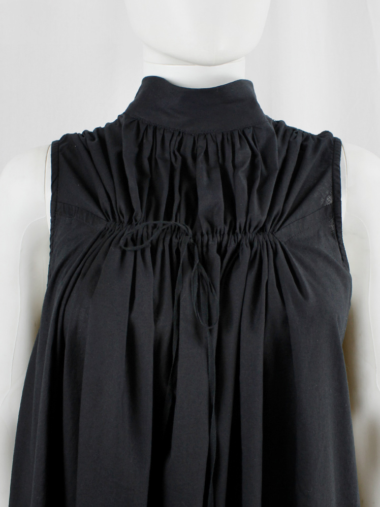 Ann Demeulemeester Blanche black draped dress or tunic with pleated bust fall 2009 re-edition (14)