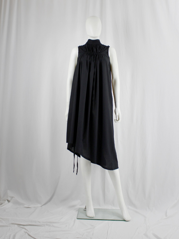 Ann Demeulemeester Blanche black draped dress or tunic with pleated bust fall 2009 re-edition (15)