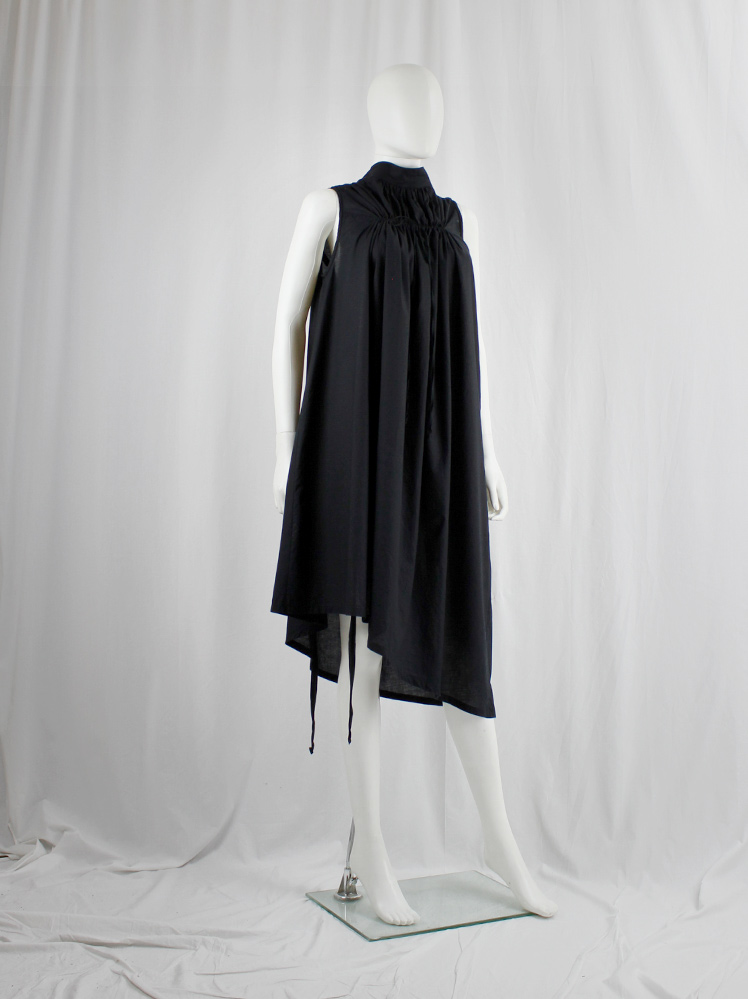 Ann Demeulemeester Blanche black draped dress or tunic with pleated bust fall 2009 re-edition (16)