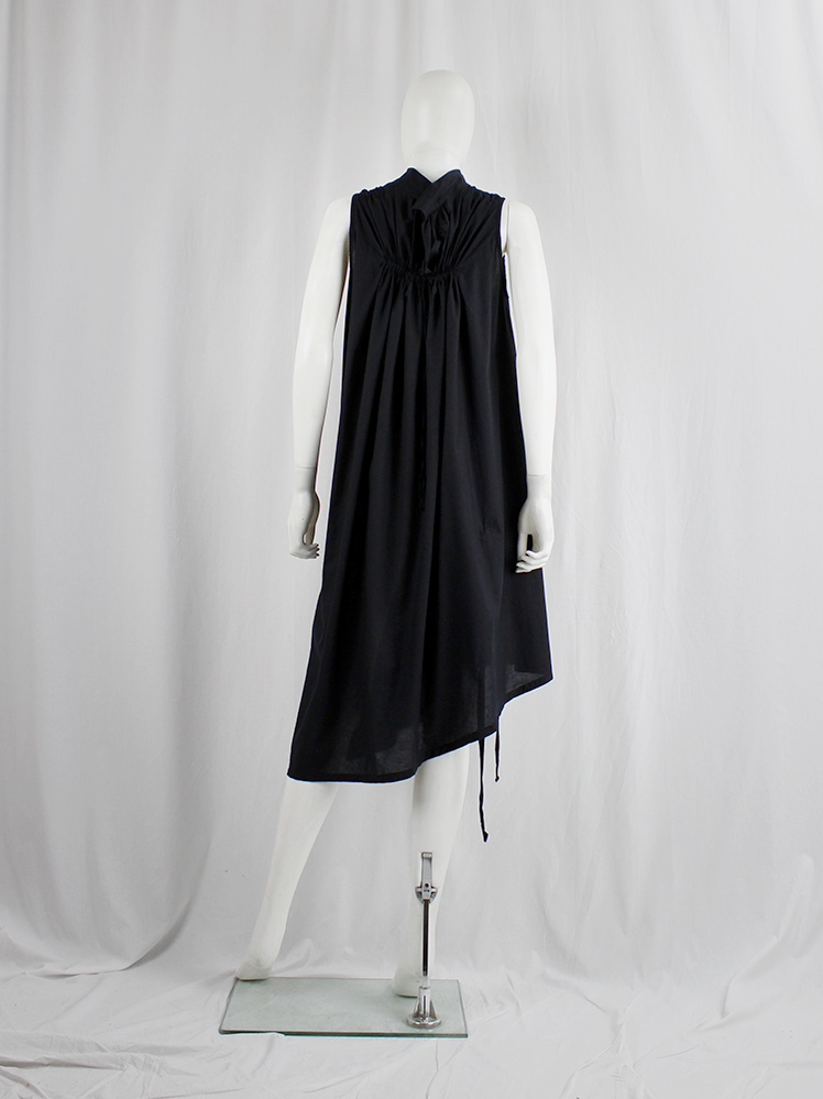 Ann Demeulemeester Blanche black draped dress or tunic with pleated bust fall 2009 re-edition (17)