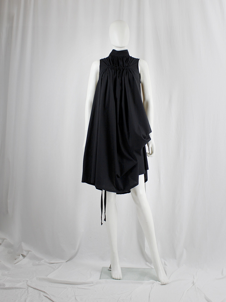 Ann Demeulemeester Blanche black draped dress or tunic with pleated bust fall 2009 re-edition (21)