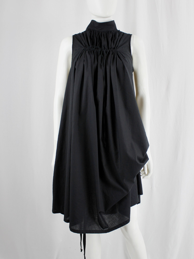 Ann Demeulemeester Blanche black draped dress or tunic with pleated bust fall 2009 re-edition (22)