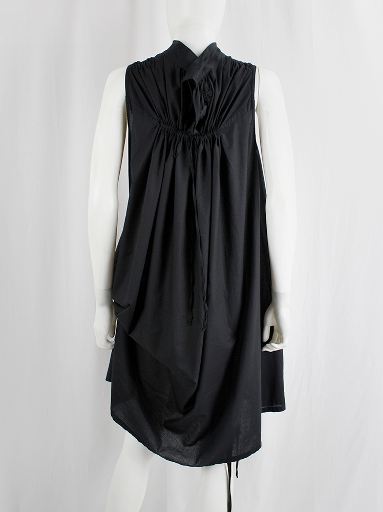 Ann Demeulemeester Blanche black draped dress or tunic with pleated bust fall 2009 re-edition (24)