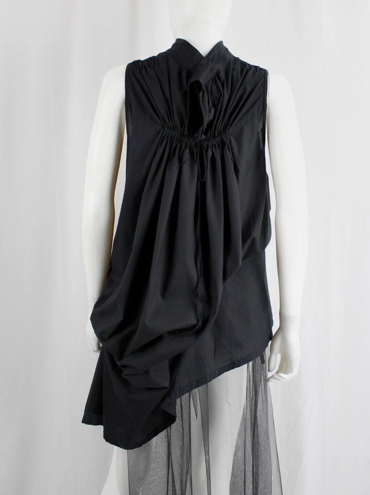 Ann Demeulemeester Blanche black draped dress or tunic with pleated bust fall 2009 re-edition (7)