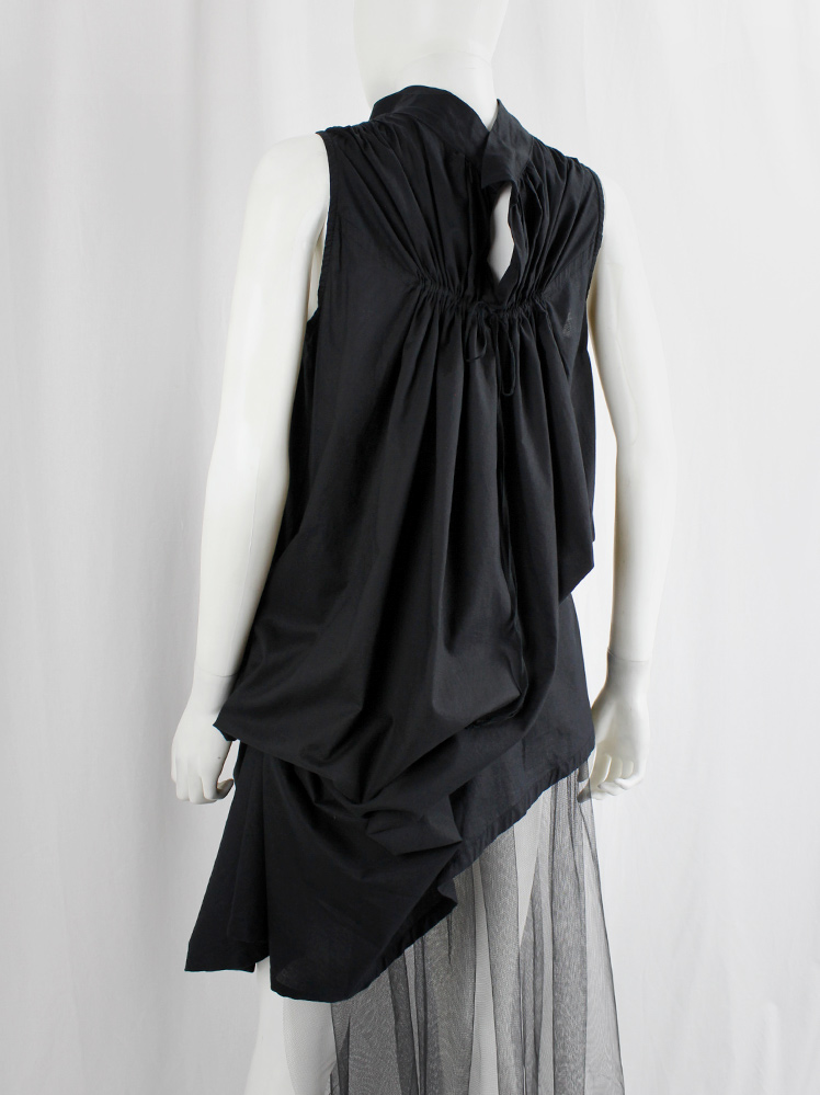 Ann Demeulemeester Blanche black draped dress or tunic with pleated bust fall 2009 re-edition (8)