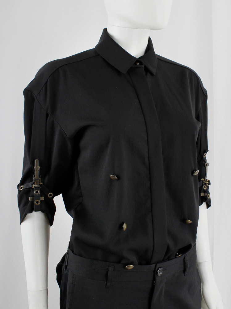 Anthony Vaccarelly dark navy shirt with brass buttons and metal sleeve decoration spring 2015 (12)