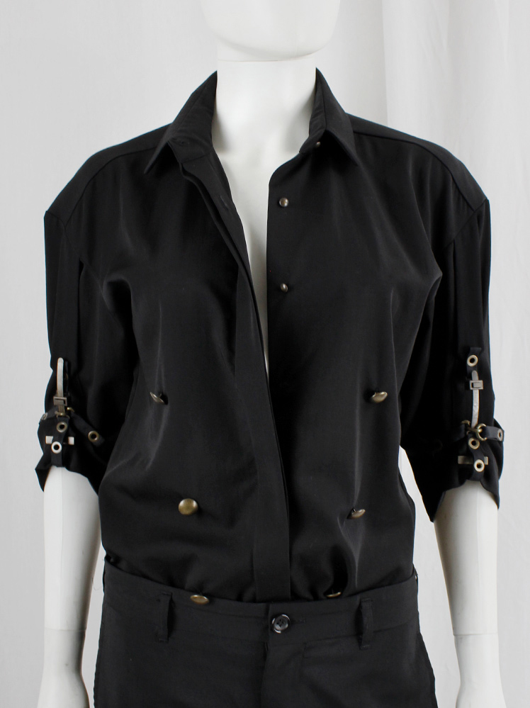 Anthony Vaccarelly dark navy shirt with brass buttons and metal sleeve decoration spring 2015 (14)