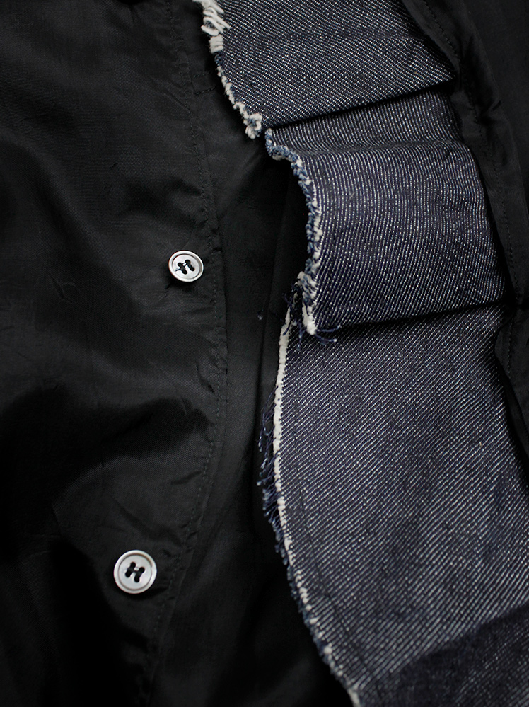 Comme des Garcons Comme set of black shirt and skirt with frayed wavy denim trim (14)