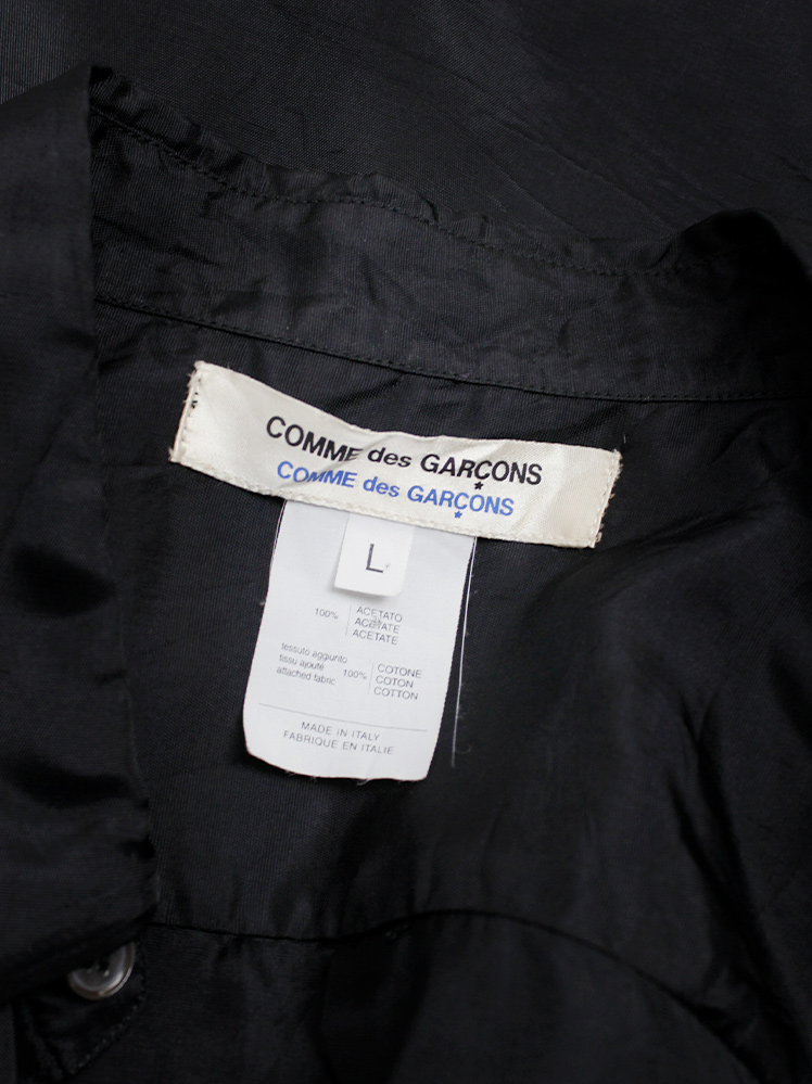 Comme des Garcons Comme set of black shirt and skirt with frayed wavy denim trim (15)