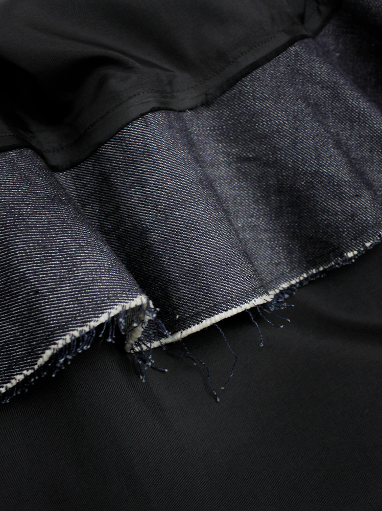 Comme des Garcons Comme set of black shirt and skirt with frayed wavy denim trim (16)