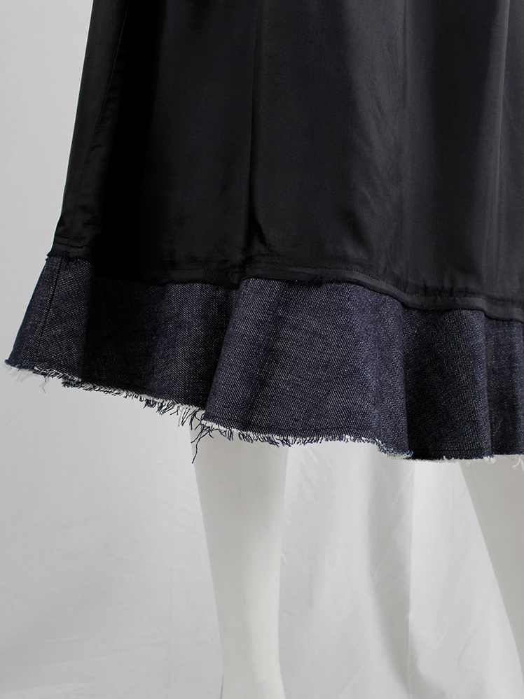 Comme des Garcons Comme set of black shirt and skirt with frayed wavy denim trim (8)