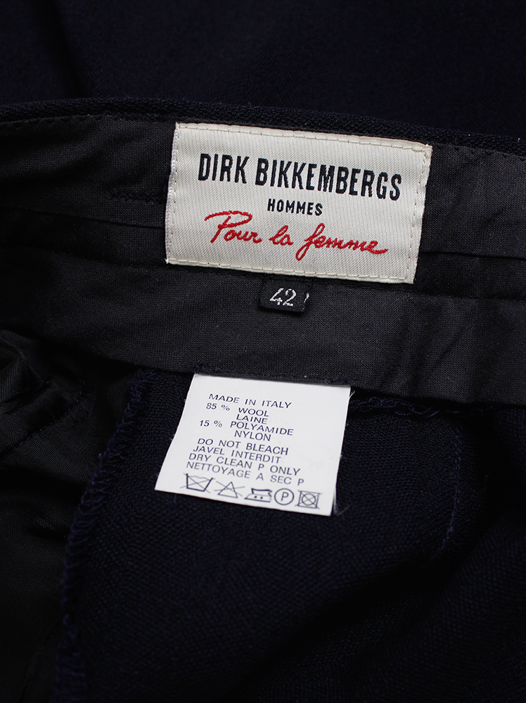 Dirk Bikkembergs dark blue extra wide trousers with draped skirt on the back 1990s 90s (13)