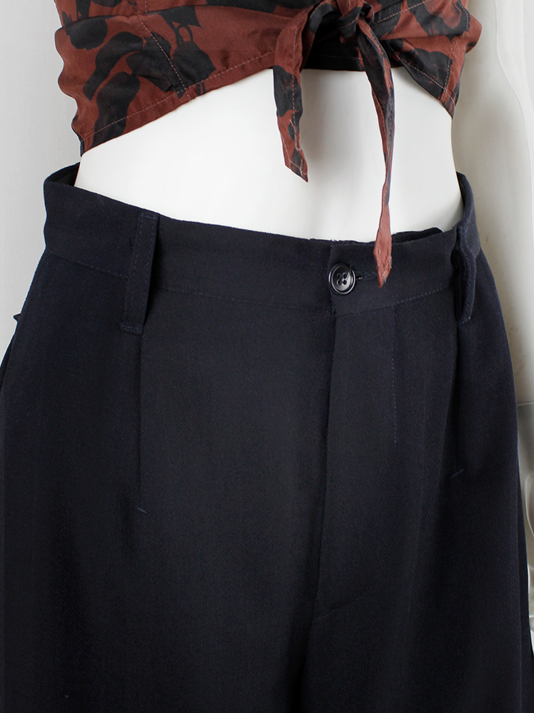 Dirk Bikkembergs dark blue extra wide trousers with draped skirt on the back 1990s 90s (16)