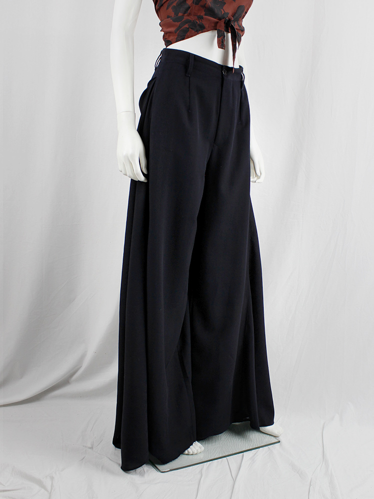 Dirk Bikkembergs dark blue extra wide trousers with draped skirt on the back 1990s 90s (3)