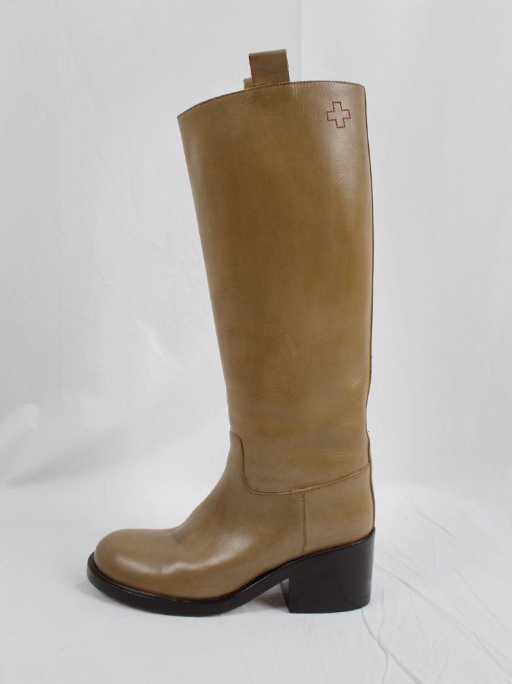 af Vandevorst caramel brown tall classic riding boots with low heel (12)