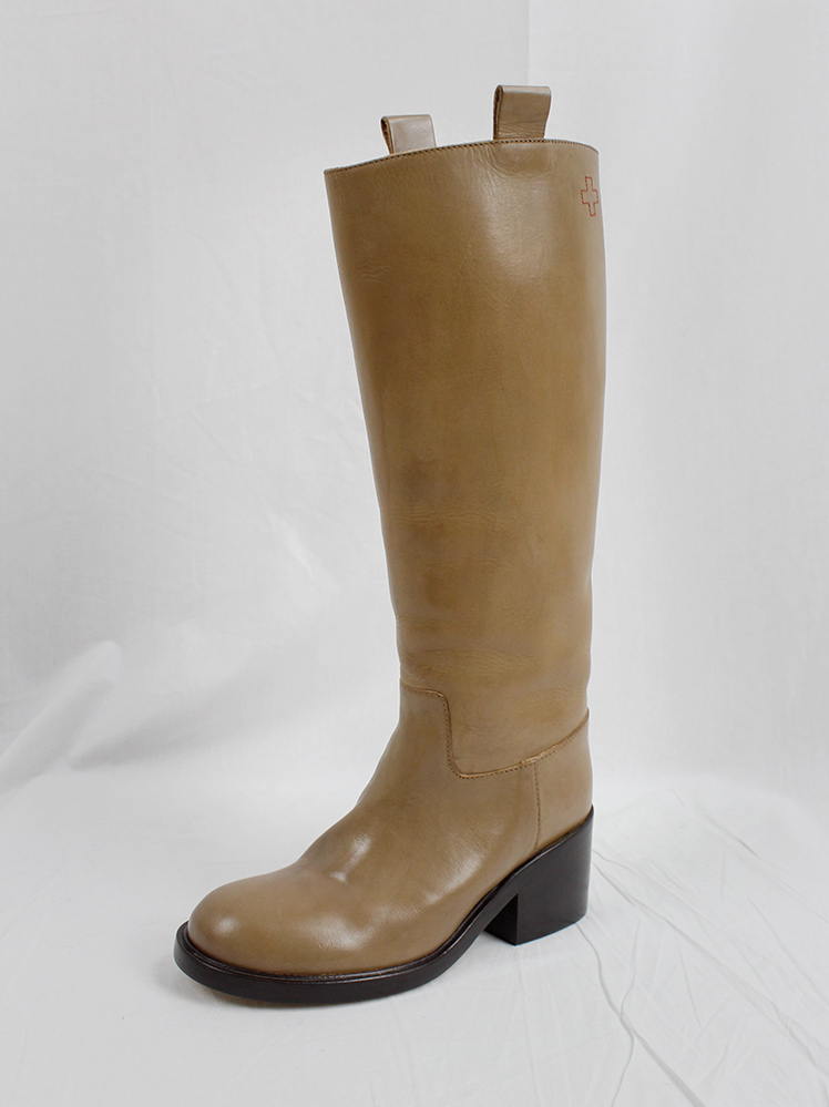 af Vandevorst caramel brown tall classic riding boots with low heel (13)