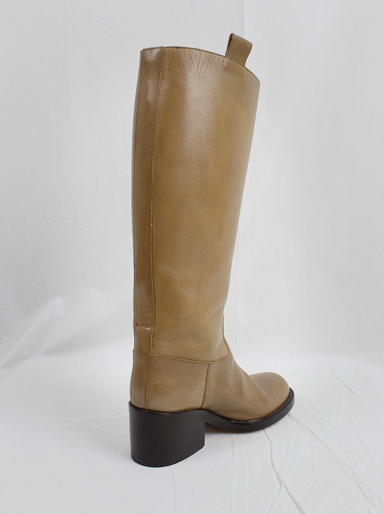 af Vandevorst caramel brown tall classic riding boots with low heel (14)