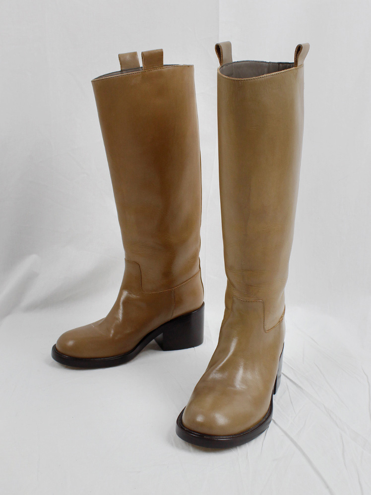 af Vandevorst caramel brown tall classic riding boots with low heel (2)