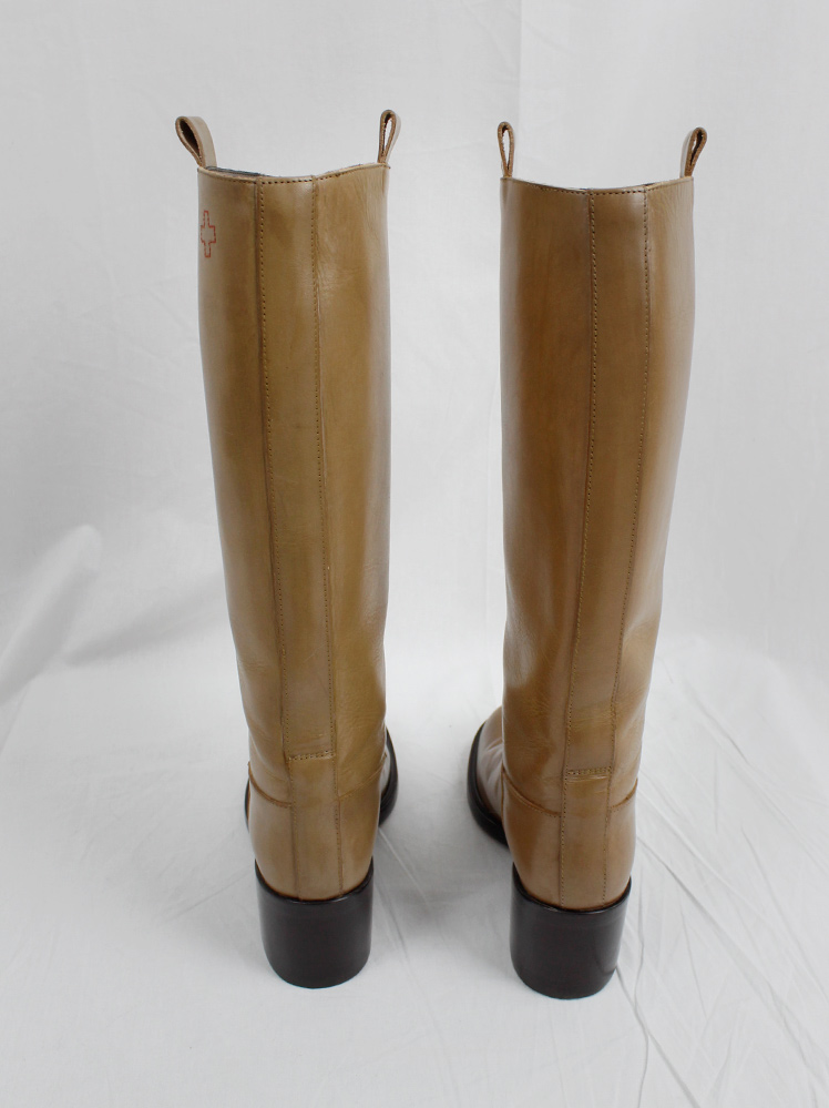 af Vandevorst caramel brown tall classic riding boots with low heel (7)