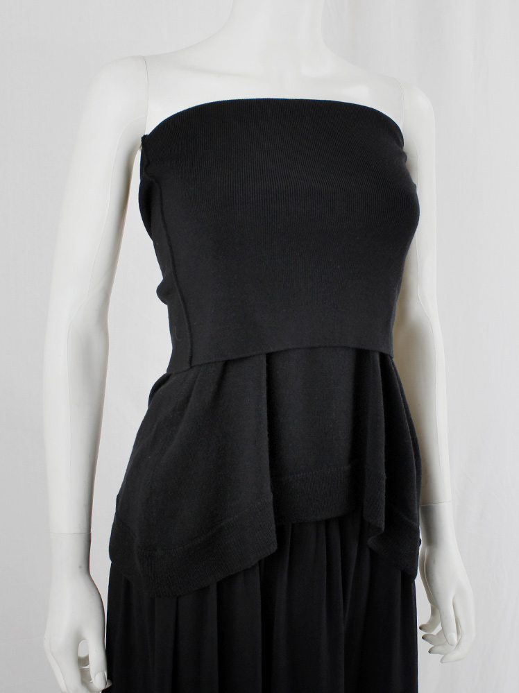 archive Maison Martin Margiela black strapless knit bandeau top with pulled sides fall 2004 (2)