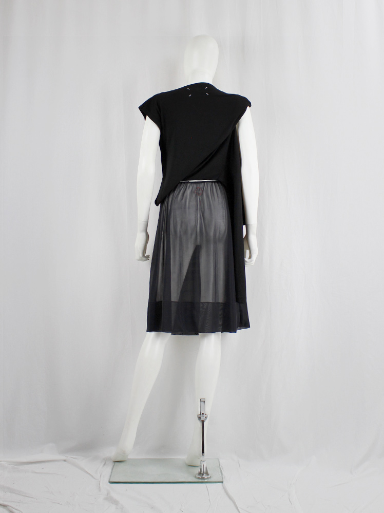 vintage Af Vandevorst black sheer skirt with velvet tartan print spring 2001 (3)