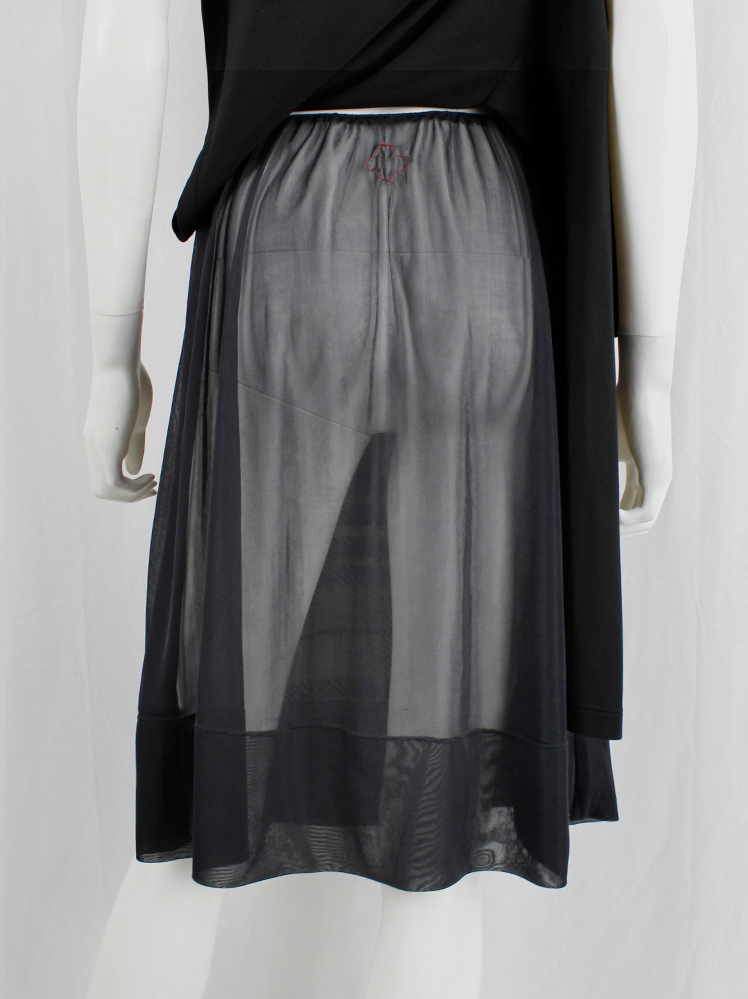 vintage Af Vandevorst black sheer skirt with velvet tartan print spring 2001 (4)