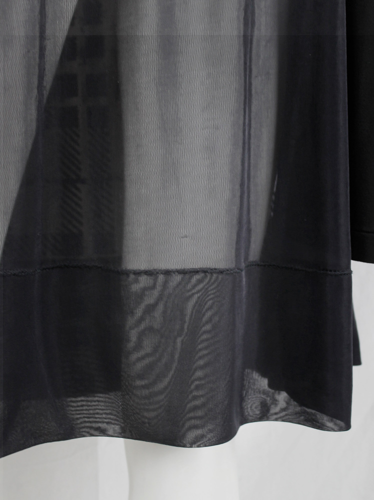 vintage Af Vandevorst black sheer skirt with velvet tartan print spring 2001 (5)