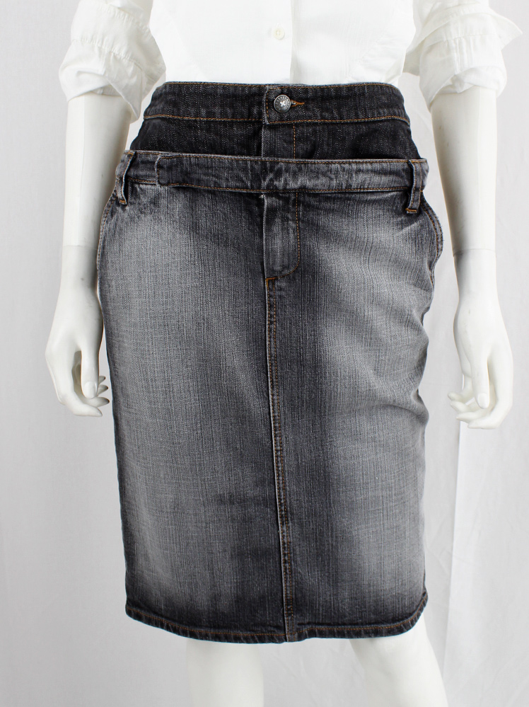 vintage Af Vandevorst double layered denim skirt with detachable waistband fall 2016 (1)