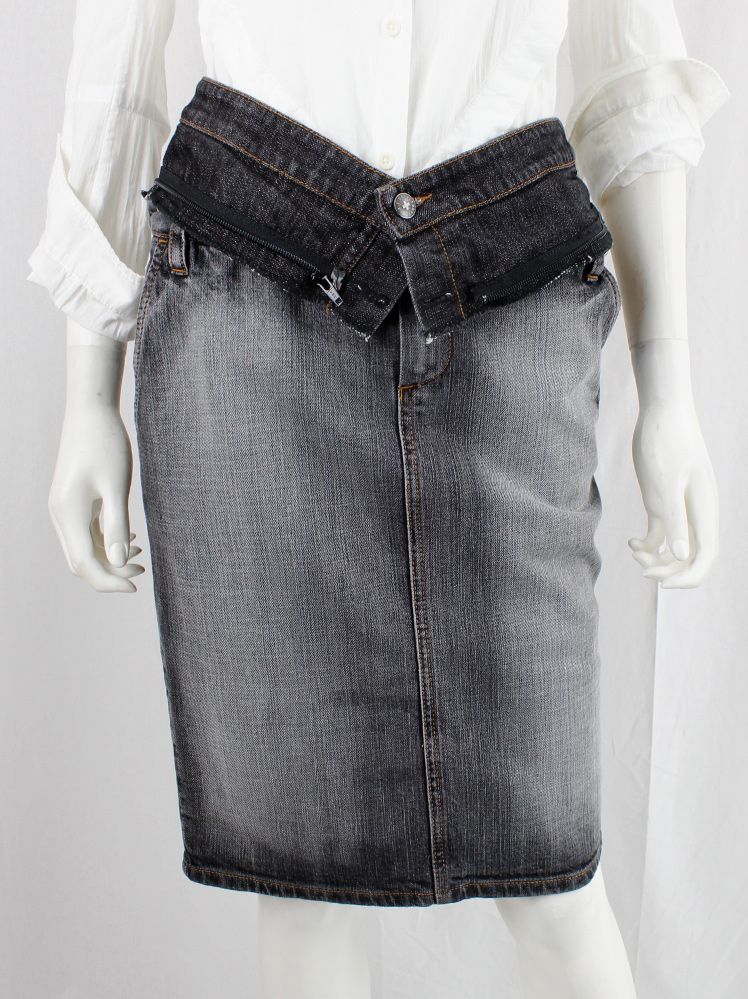 vintage Af Vandevorst double layered denim skirt with detachable waistband fall 2016 (10)