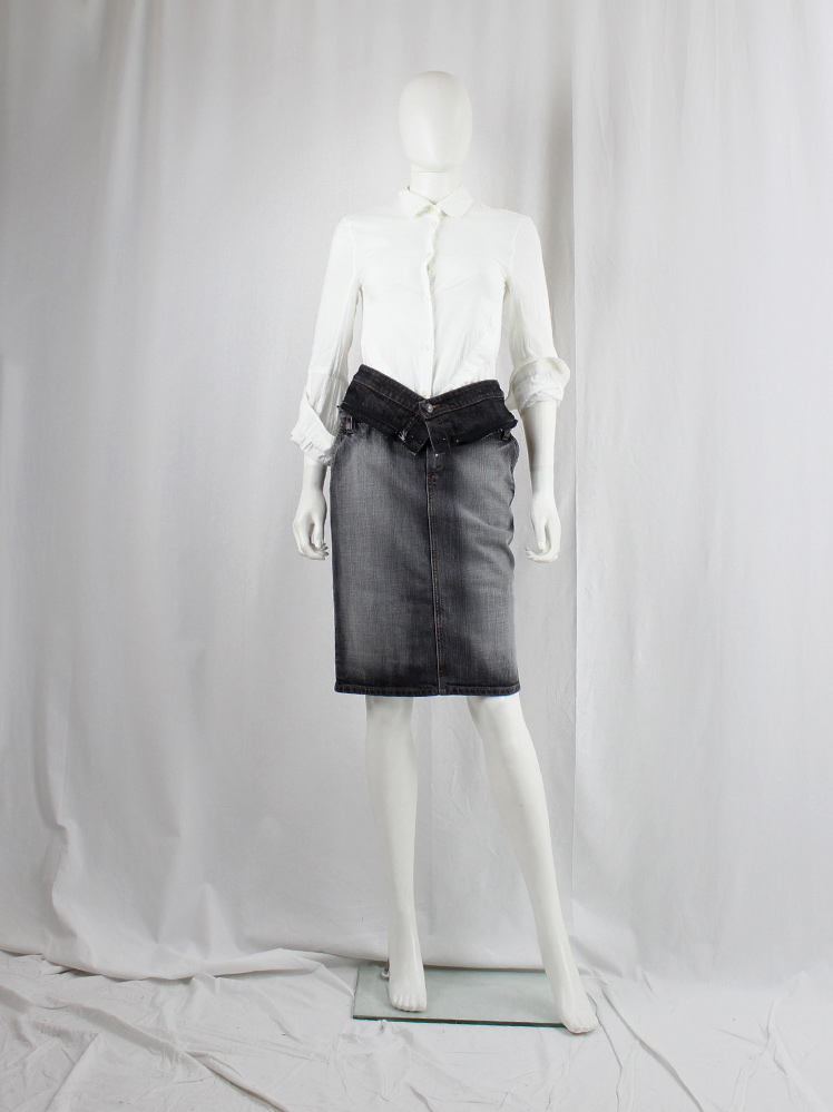vintage Af Vandevorst double layered denim skirt with detachable waistband fall 2016 (11)
