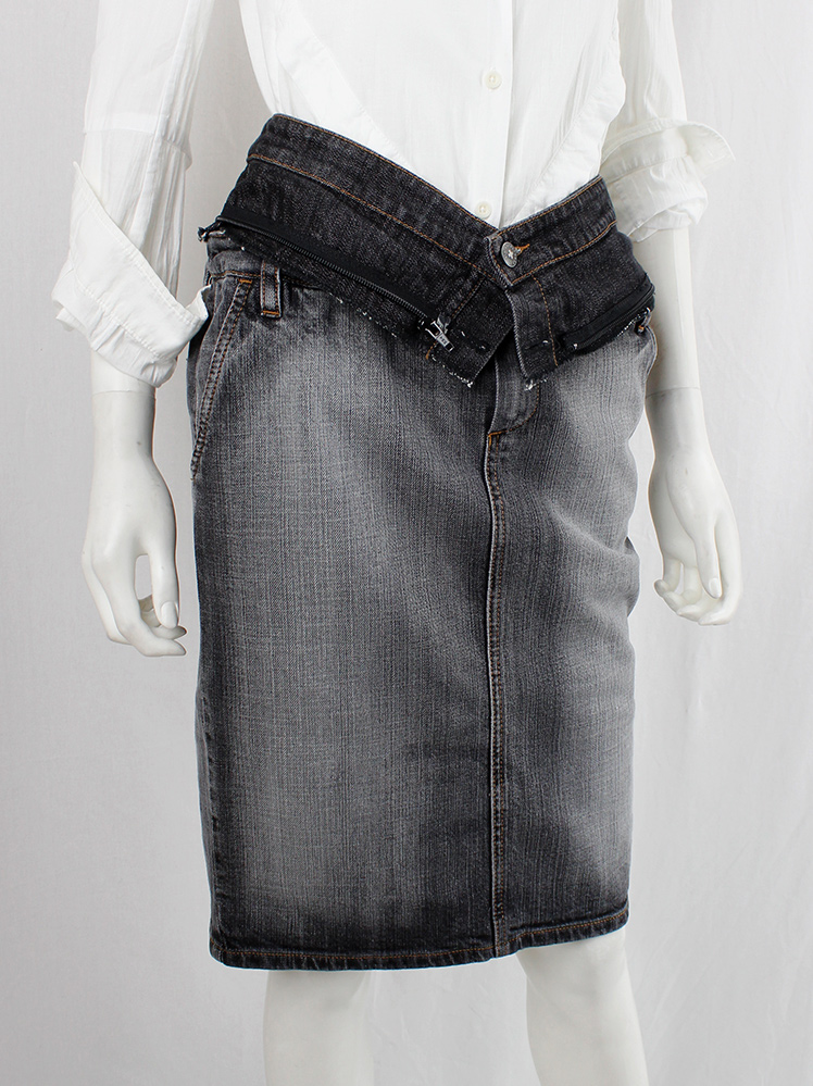 vintage Af Vandevorst double layered denim skirt with detachable waistband fall 2016 (9)