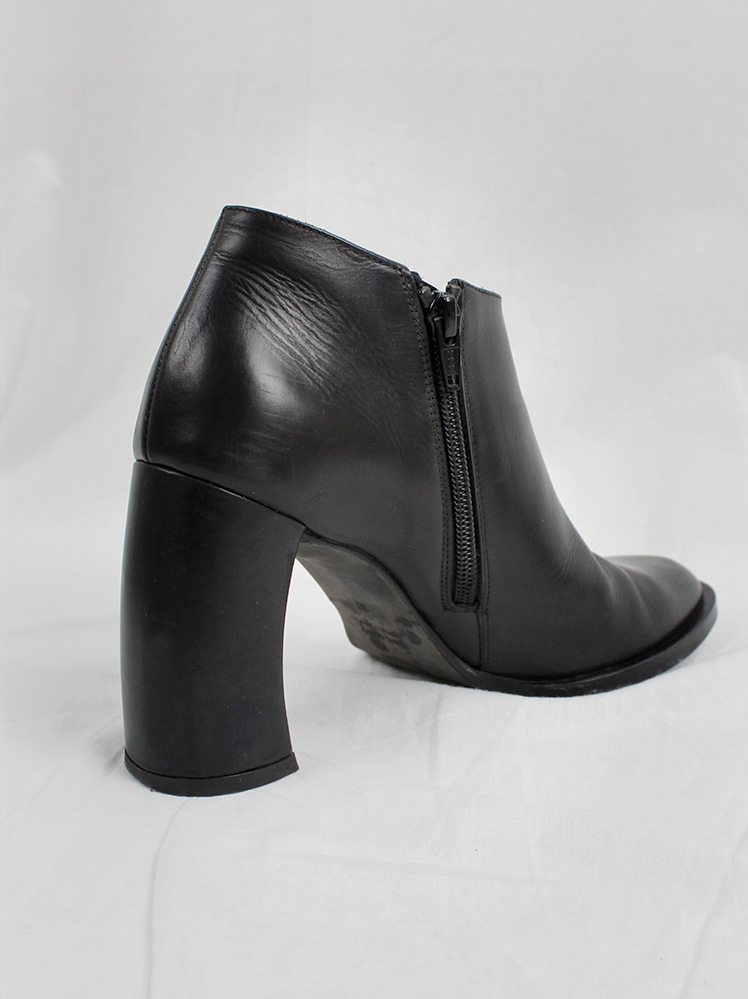 vintage Ann Demeulemeester Blanche black ankle booties with black curved banana heel (7)