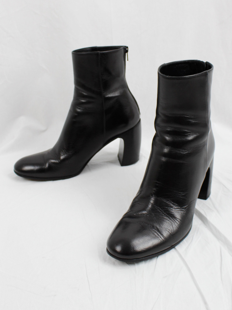 vintage Ann Demeulemeester black ankle boots with inwards curved heel 1990s 90s (1)