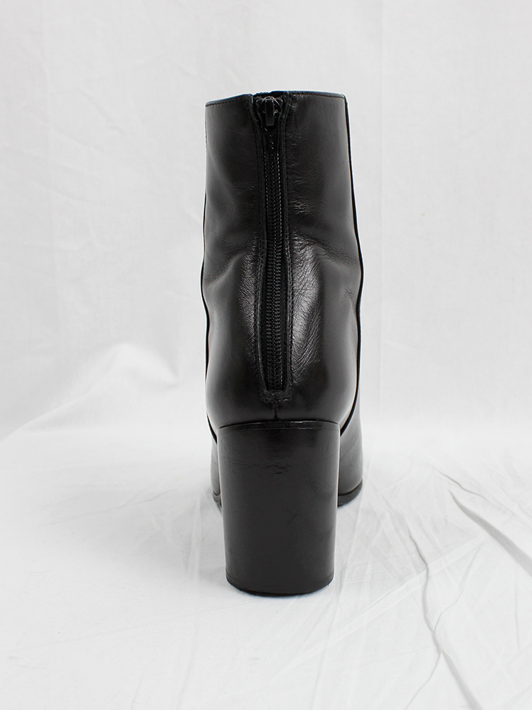 vintage Ann Demeulemeester black ankle boots with inwards curved heel 1990s 90s (10)