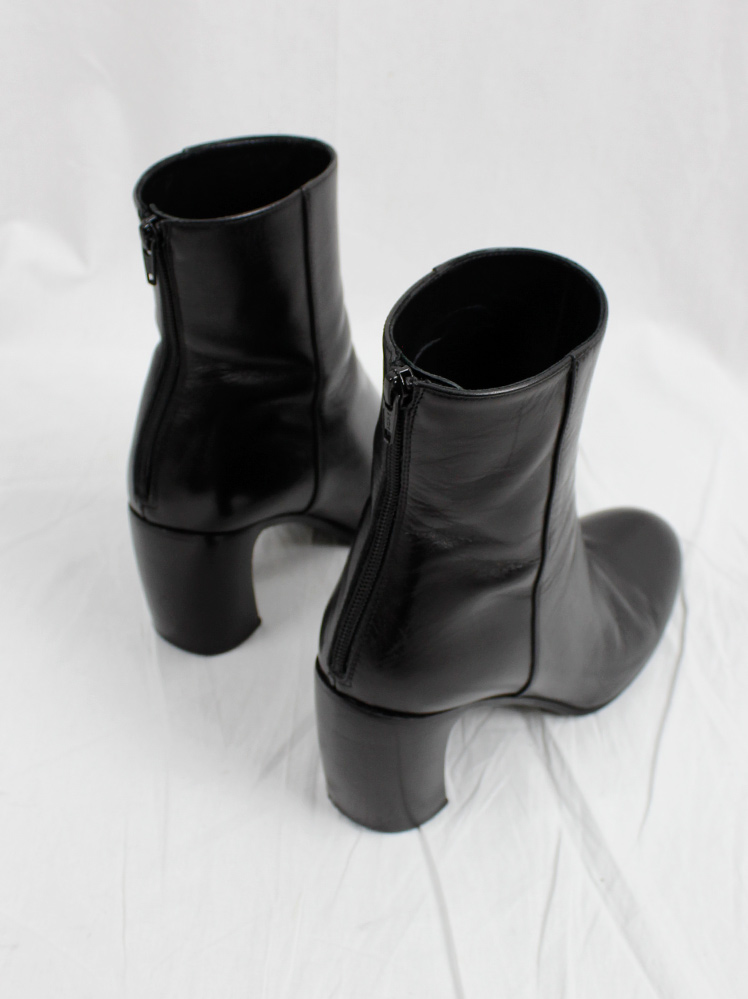 vintage Ann Demeulemeester black ankle boots with inwards curved heel 1990s 90s (5)