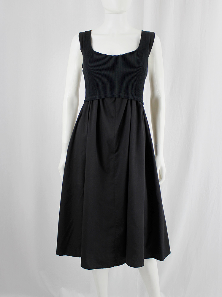 vintage Ann Demeulemeester black gathered dress or tunic with knitted crop top spring 1994 (13)