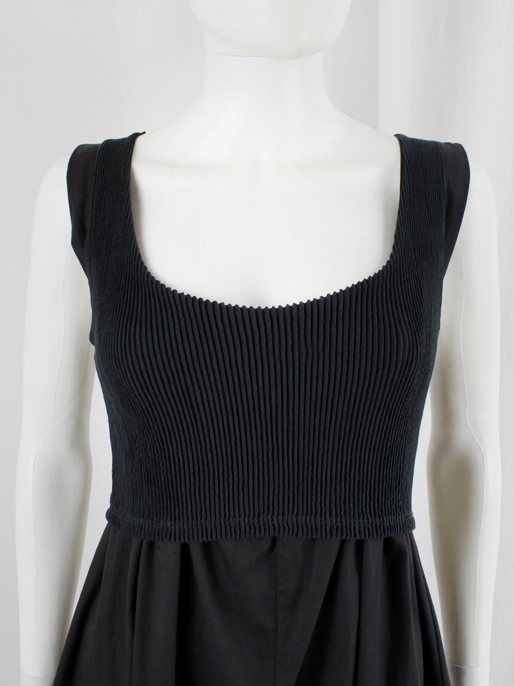 vintage Ann Demeulemeester black gathered dress or tunic with knitted crop top spring 1994 (14)