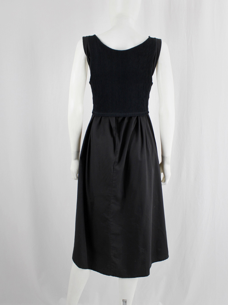 vintage Ann Demeulemeester black gathered dress or tunic with knitted crop top spring 1994 (17)