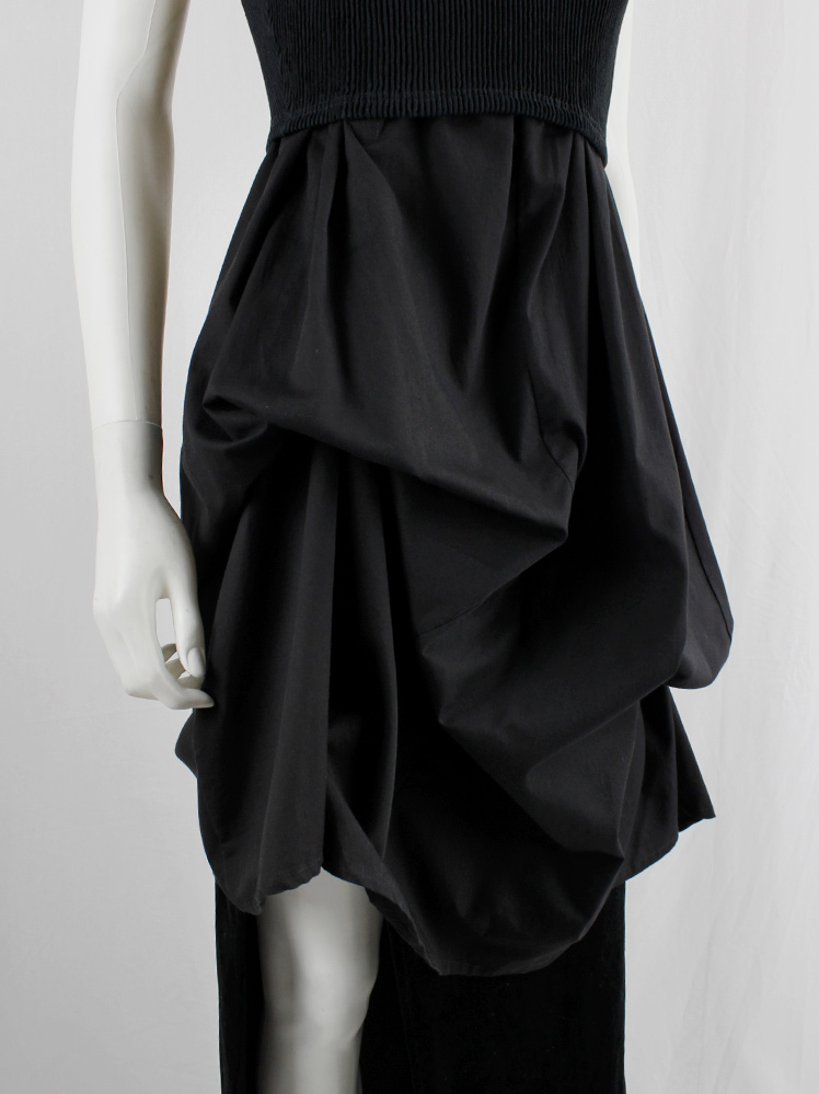 vintage Ann Demeulemeester black gathered dress or tunic with knitted crop top spring 1994 (5)