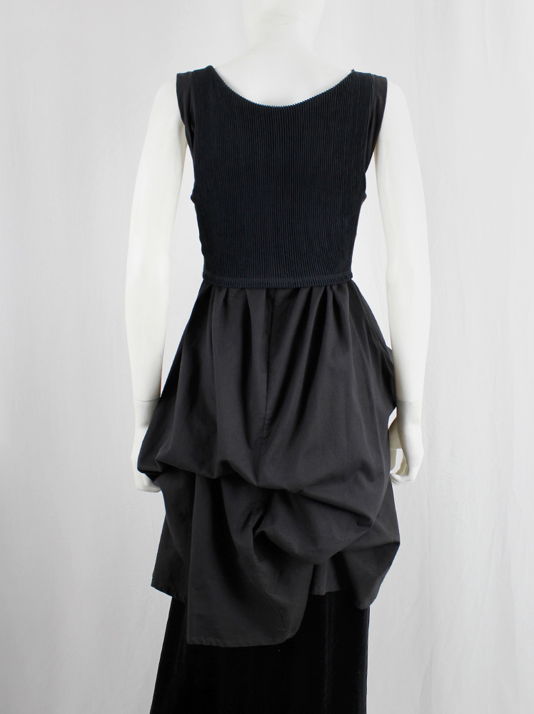 vintage Ann Demeulemeester black gathered dress or tunic with knitted crop top spring 1994 (7)