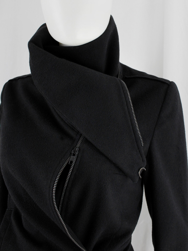 vintage Ann Demeulemeester black jacket with high standing neckline and zippers along the sleeves fall 2012 (12)