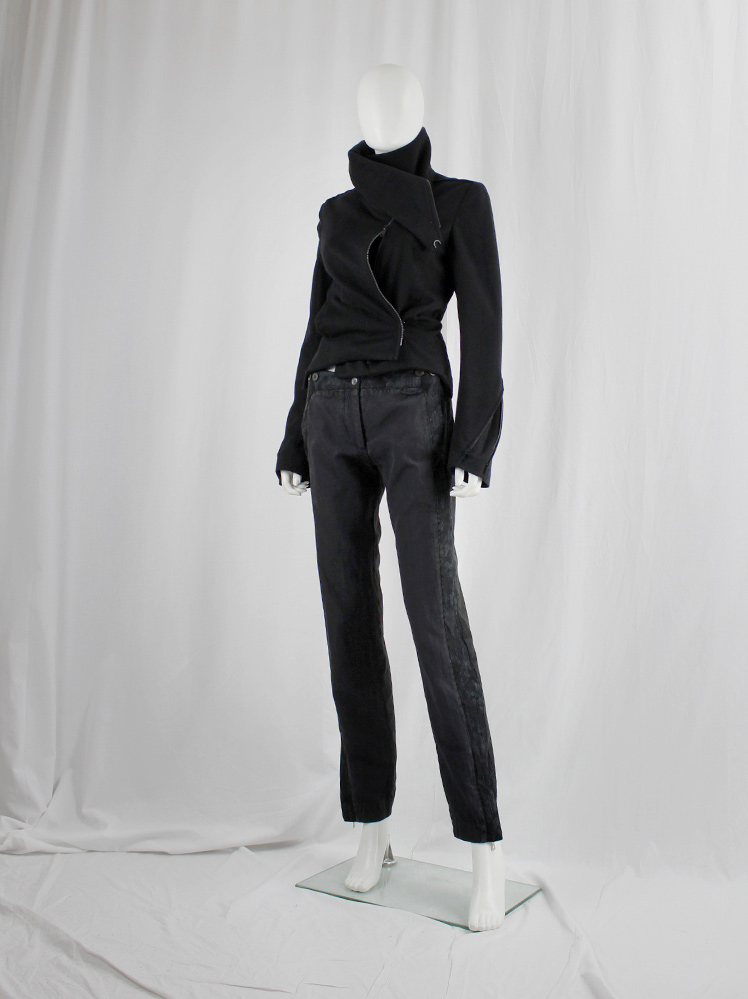 vintage Ann Demeulemeester black jacket with high standing neckline and zippers along the sleeves fall 2012 (14)